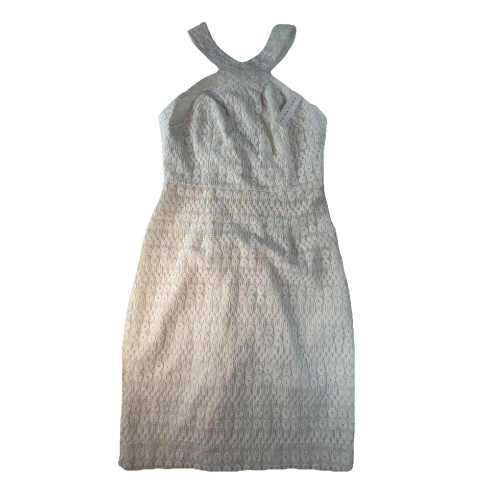 Trina Turk Lace Sheath Dress Ivory White Halter Cocktail Bridal Size 6 NWT